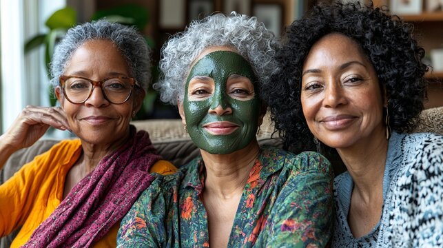 Three women enjoying a relaxing facial mask session