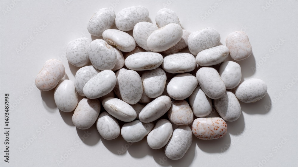 Aufkleber close-up view of soft beans neatly positioned against a seamless white backdrop, showcasing their sh