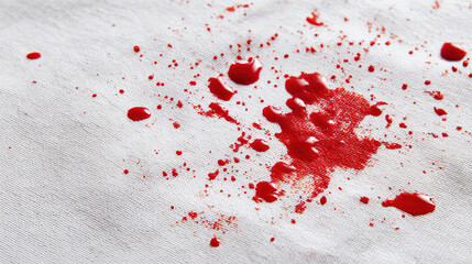 blood stains on a white clothes, cutout isolated white background