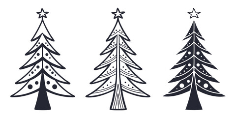Fototapeta premium Black and white Christmas tree designs