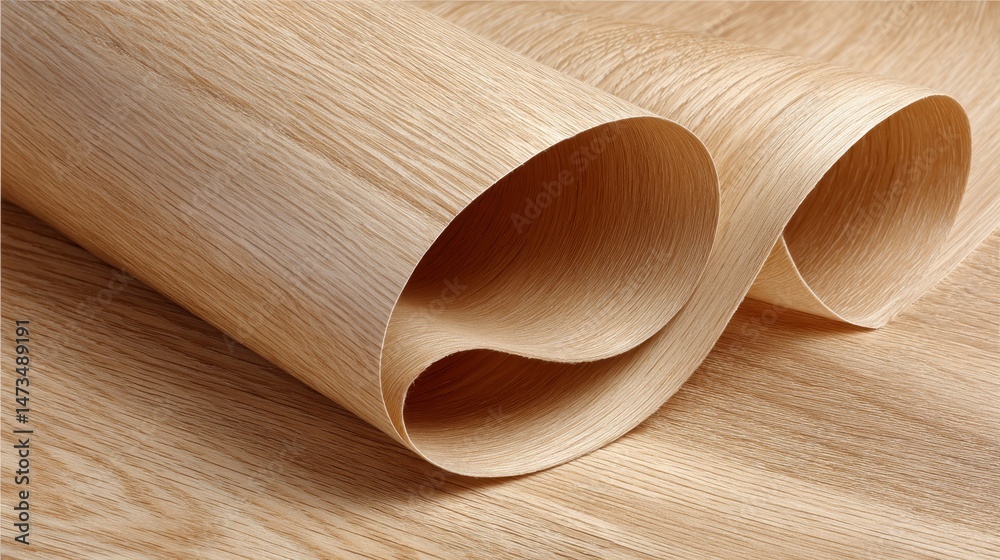 Poster close-up of smooth oak wood displaying subtle grain details, highlighted by a warm light, ideal for 