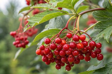 Close-up of Red Berries on a Tree Branch in Nature