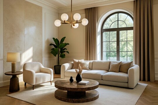 Elegant Threedimensional Render of a Contemporary Luxury Home Living Room Interior Design Scene