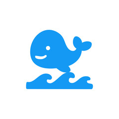 Cute whale on waves