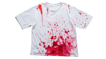 blood stains on a white clothes, cutout isolated white background