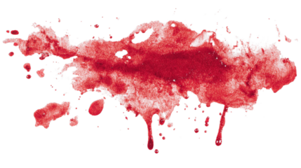 blood stains on a white clothes, cutout isolated white background