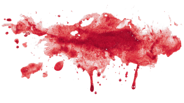 blood stains on a white clothes, cutout isolated white background