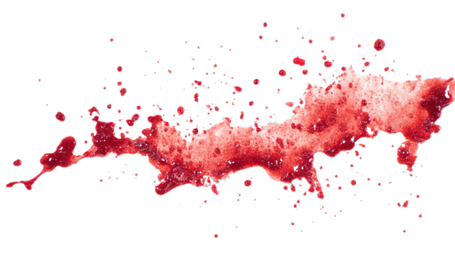 blood stains on a white clothes, cutout isolated white background