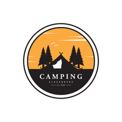 Camping Tent Illustration Design. summer camp logo vector Illustration
