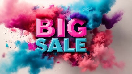 Colorful explosion background with bold sale text design