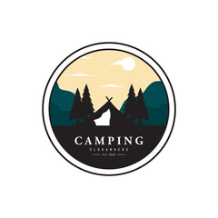 Camping Tent Illustration Design. summer camp logo vector Illustration