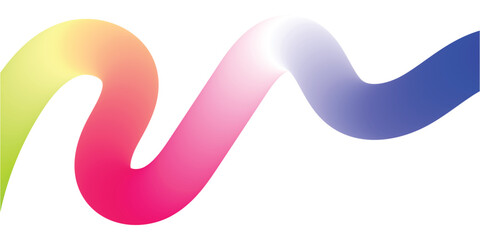 Abstract Color Gradient Wave Shape on a White Background. Vector Pattern with a Rainbow Ribbon. Abstract Background with Color Lines. Graphic Shapes with Gradient. Vector Pattern with Curve