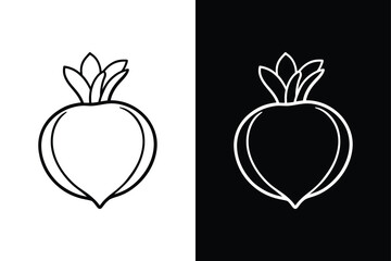 Editable Kohlrabi Icon. Flat Outline Design for Vegetable Graphics