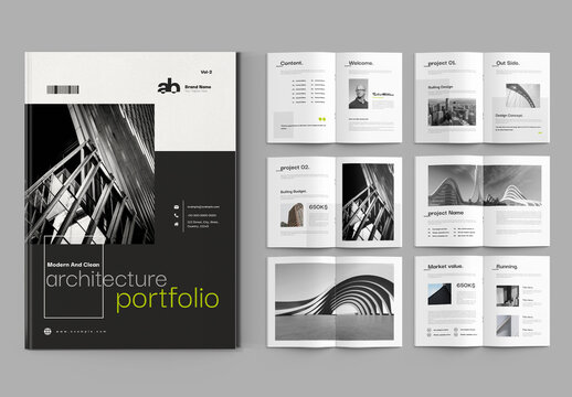Black and White Architecture Portfolio Design Layout
