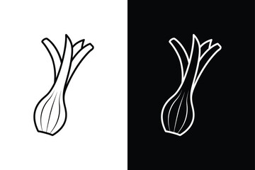 Leek Outline Icon. Perfect for Culinary Logos and Vegetable Designs