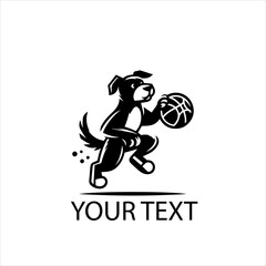 Dog Playing Basketball Vector Logo Silhouette Isolated on White Background