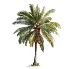Obraz premium Majestic Palm Tree in Vibrant Tropical Style. A Detailed and Lush Tropical Landscape Art , isolated on white background png