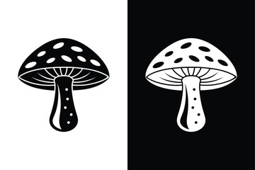 Mushroom Silhouette Graphic. Minimal Icons for Culinary and Botanical Designs