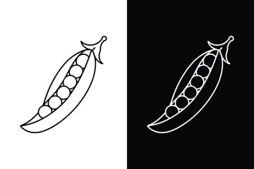 Peas Line Icon. Simple Vector Illustration Isolated on White and Black