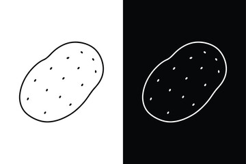 Flat Line Potato Icon. Fresh Vegetable Outline Vector Graphic