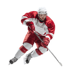 Dynamic Hockey Player in Action , isolated on white background png