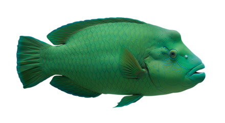 Isolated vibrant green napoleon fish swimming gracefully in clear water