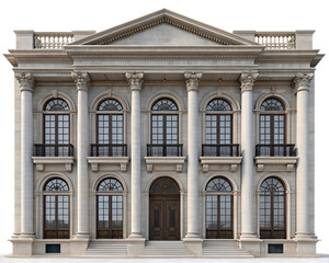 Obraz premium The old stone facade of a historic building with a balcony showcases European city architecture in Brussels