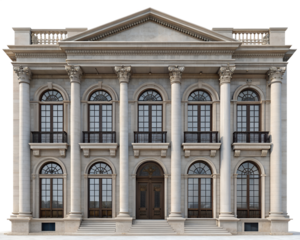 The old stone facade of a historic building with a balcony showcases European city architecture in Brussels