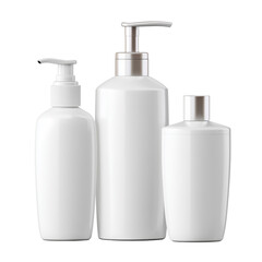 Elegant White Cosmetic Bottles - Modern Packaging Design , isolated on white background png