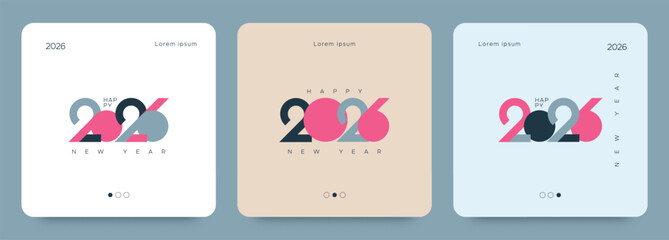 Happy New Year 2026 with modern number design. Minimalist style design for signs and symbols, also for web and print