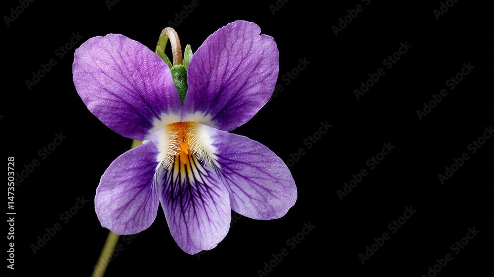 Leinwandbilder fully opened violet flower exhibits sharp details of its petals and subtle shadows, isolated against