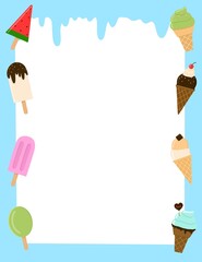 유치원 여름 아이스크림 종류 테두리 프레임 배경(summer ice cream frame)