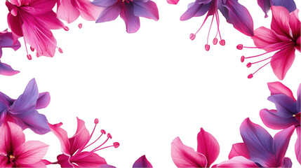 Obraz premium Floral Frame, Pink and Purple Flowers on Black