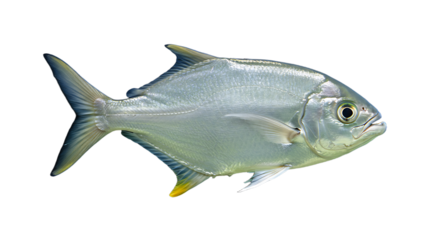Isolated Lookdown Fish Displays its Streamlined Silver Body and Distinctive Fins