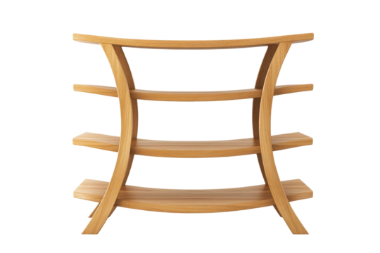 Polished Oak Ladder Bookshelf With Smooth  isolated on a transparent background