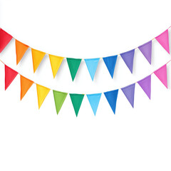 Fototapeta premium Vibrant Rainbow Triangular Flags for a Festive Celebration , isolated on white background png
