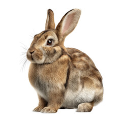 Fototapeta premium Close-up of a Brown Rabbit, Adorable and Fluffy Pet , isolated on white background png