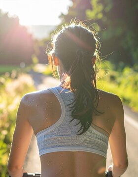Women Sweating Doing Sport from Back