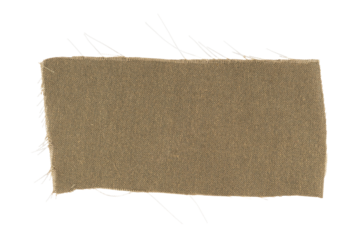 torn fabric banner in a rectangle shape, ripped orange textile sheet with torn edges, grunge textured sign, label, banner graphic element