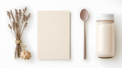 Flatlay of Neutral Objects on White Background