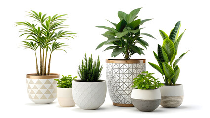 Obraz premium collections of modern indoor plants in ceramic pot