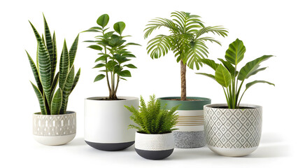 Obraz premium collections of modern indoor plants in ceramic pot