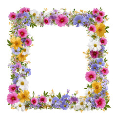 Stunning Floral Frame Design with Vibrant Colors for Decorative Purposes , isolated on white background png