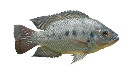 Obraz premium Isolated tilapia with intricate scales showcasing natural aquatic biology