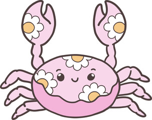 Crab Hand Drawn for Kids Book Animals Doodle Design