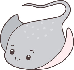 Stingray Hand Drawn for Kids Book Animals Doodle Design