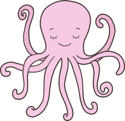 Octopus Hand Drawn for Kids Book Animals Doodle Design