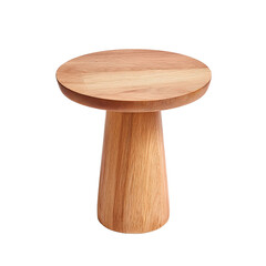 Wooden side table with a unique mushroom-shaped design. This simple yet elegant piece would add a touch of modern style to any room.