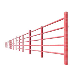 Fototapeta premium Red Wireframe Fence Design: Perspective View of Modern Structure , isolated on white background png