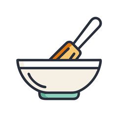 Mixing Bowl and Brush Tool Icon Design
